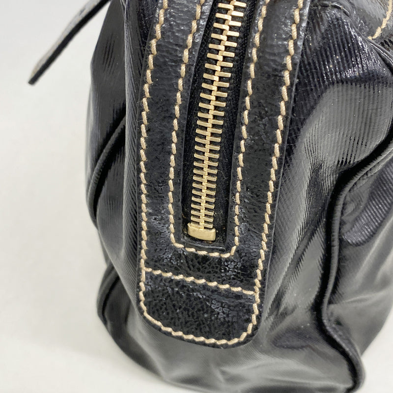 【6kc3263】グッチ トートバッグ シェリーライン 170009 レザー ブラック ゴールド金具【中古】レディース