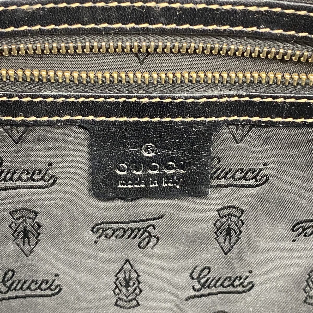 【6kc3263】グッチ トートバッグ シェリーライン 170009 レザー ブラック ゴールド金具【中古】レディース