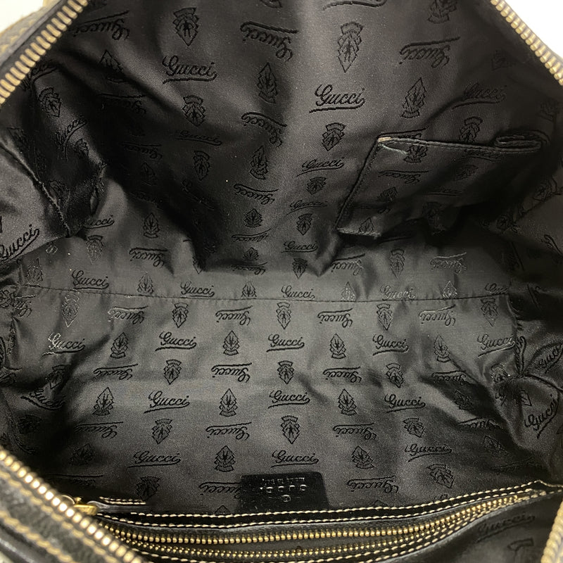 【6kc3263】グッチ トートバッグ シェリーライン 170009 レザー ブラック ゴールド金具【中古】レディース