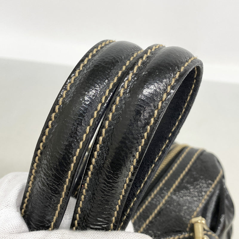 【6kc3263】グッチ トートバッグ シェリーライン 170009 レザー ブラック ゴールド金具【中古】レディース