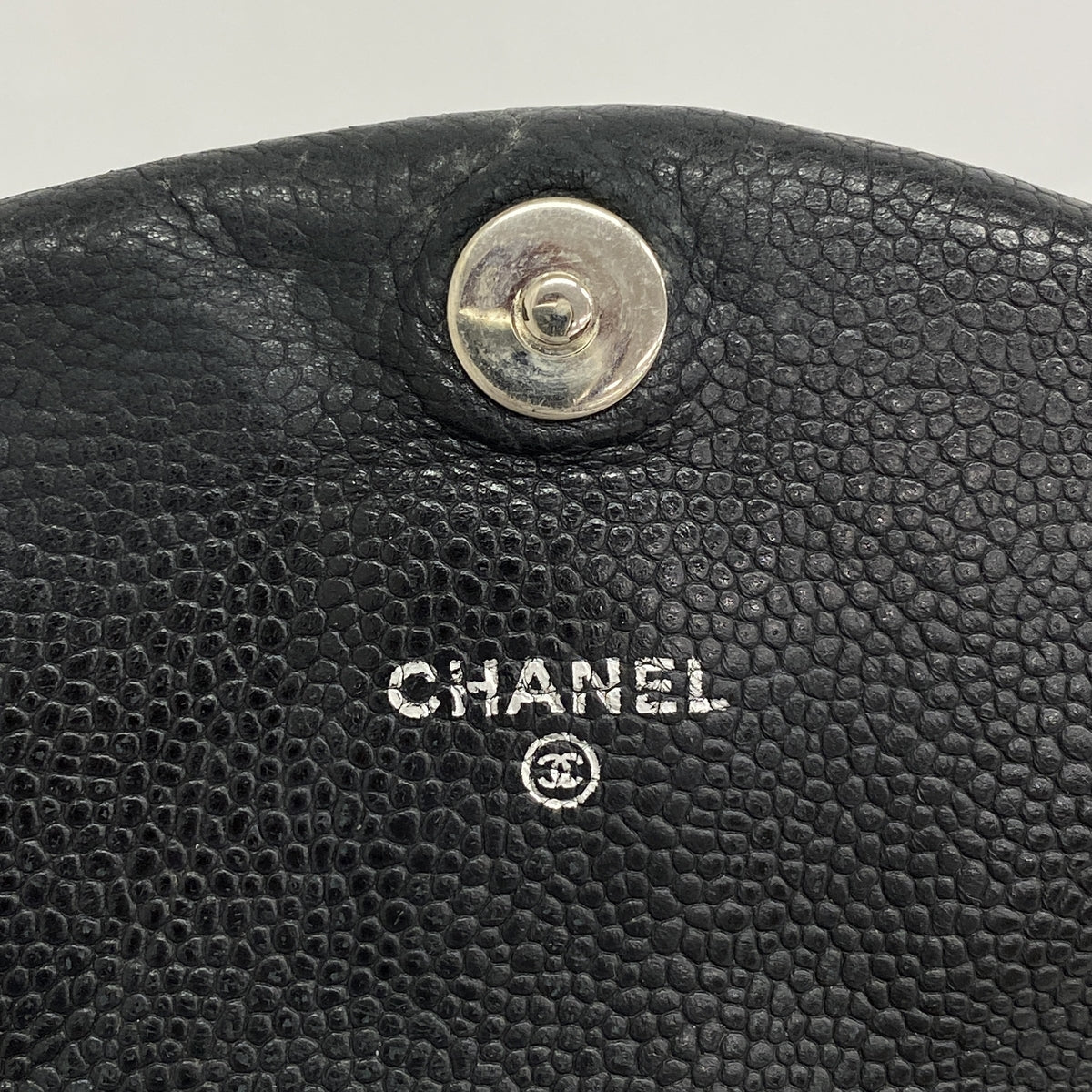 【6kc3293】シャネル ショルダーウォレット チェーンショルダー キャビアスキン ブラック シルバー金具【中古】レディース