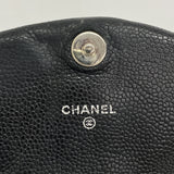 【6kc3293】シャネル ショルダーウォレット チェーンショルダー キャビアスキン ブラック シルバー金具【中古】レディース