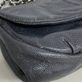 【6kc3293】シャネル ショルダーウォレット チェーンショルダー キャビアスキン ブラック シルバー金具【中古】レディース