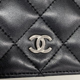 【6kc3295】シャネル ショルダーウォレット マトラッセ チェーンショルダー ラムスキン ブラック シルバー金具【中古】レディース