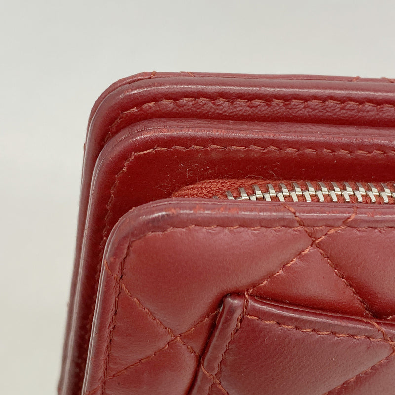 【6kc3296】シャネル 財布 マトラッセ ラムスキン ボルドー シルバー金具【中古】レディース