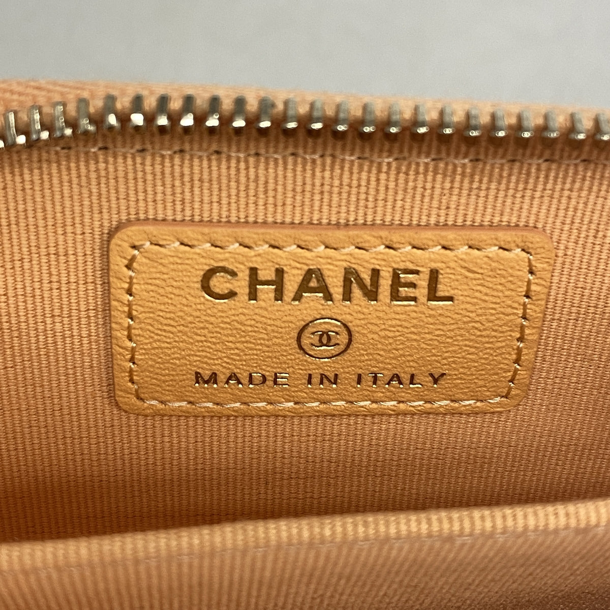 【6kc3297】シャネル コインケース マトラッセ ラムスキン オレンジ シャンパンゴールド金具【中古】レディース