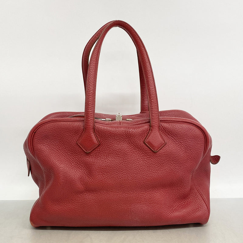 【6kc3298】エルメス トートバッグ ヴィクトリア35 トリヨンクレマンス ルージュカザック シルバー金具 □O刻印【中古】レディース