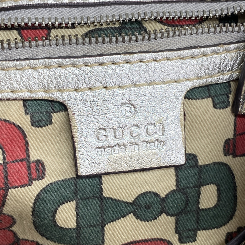【6kc3314】グッチ トートバッグ グッチシマ インターロッキングG 162447 レザー シルバー シルバー金具【中古】レディース