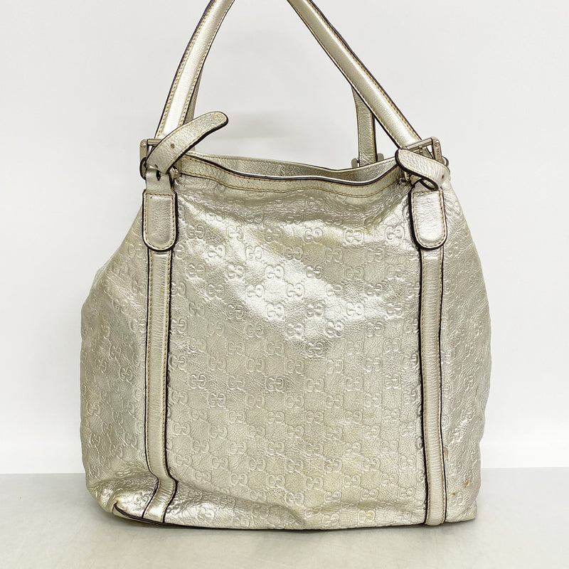 【6kc3314】グッチ トートバッグ グッチシマ インターロッキングG 162447 レザー シルバー シルバー金具【中古】レディース