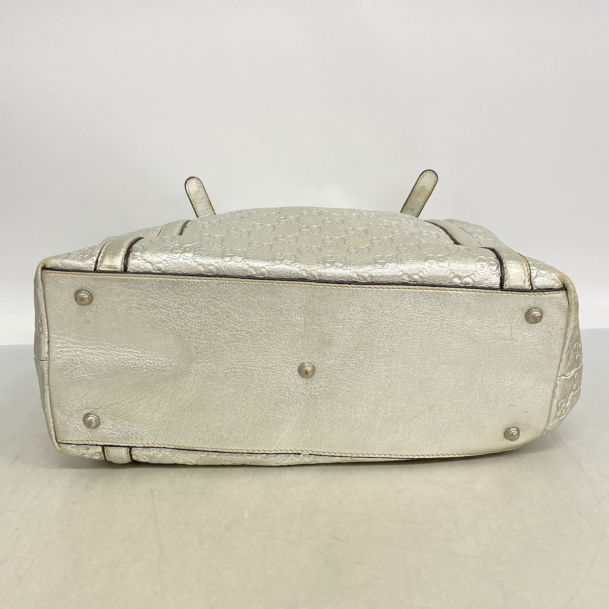 【6kc3314】グッチ トートバッグ グッチシマ インターロッキングG 162447 レザー シルバー シルバー金具【中古】レディース