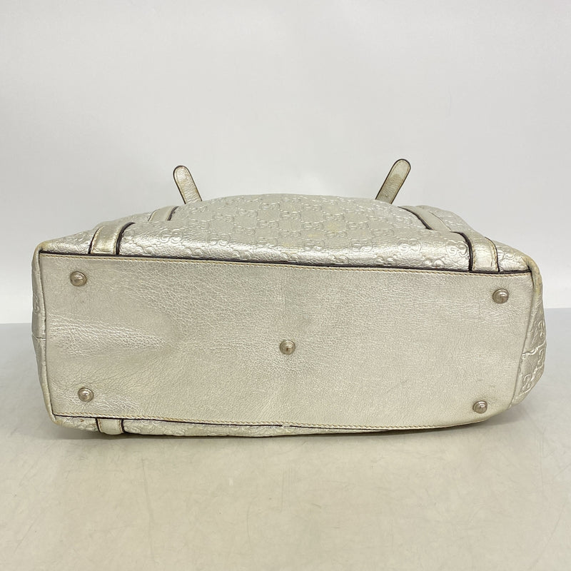 【6kc3314】グッチ トートバッグ グッチシマ インターロッキングG 162447 レザー シルバー シルバー金具【中古】レディース