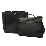 【6kd3336】エルメス ハンドバッグ エールバッグMM トワルオフィシエ ブラック シルバー金具 □D刻印 2wayバッグ【中古】レディース