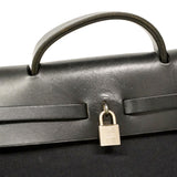 【6kd3336】エルメス ハンドバッグ エールバッグMM トワルオフィシエ ブラック シルバー金具 □D刻印 2wayバッグ【中古】レディース