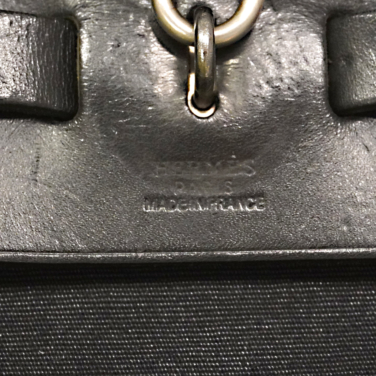 【6kd3336】エルメス ハンドバッグ エールバッグMM トワルオフィシエ ブラック シルバー金具 □D刻印 2wayバッグ【中古】レディース