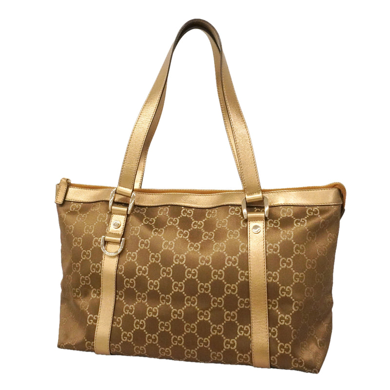【6kd3346】グッチ トートバッグ GGナイロン 141470 ナイロン ブラウン シャンパンゴールド金具【中古】レディース