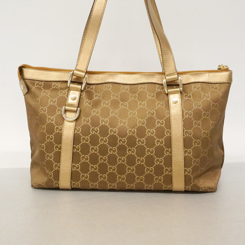 【6kd3346】グッチ トートバッグ GGナイロン 141470 ナイロン ブラウン シャンパンゴールド金具【中古】レディース