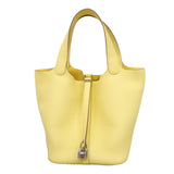 【6kd3348】エルメス ハンドバッグ ピコタンロックMM トリヨンクレマンス ジョーヌミルトン シルバー金具 K刻印【中古】レディース