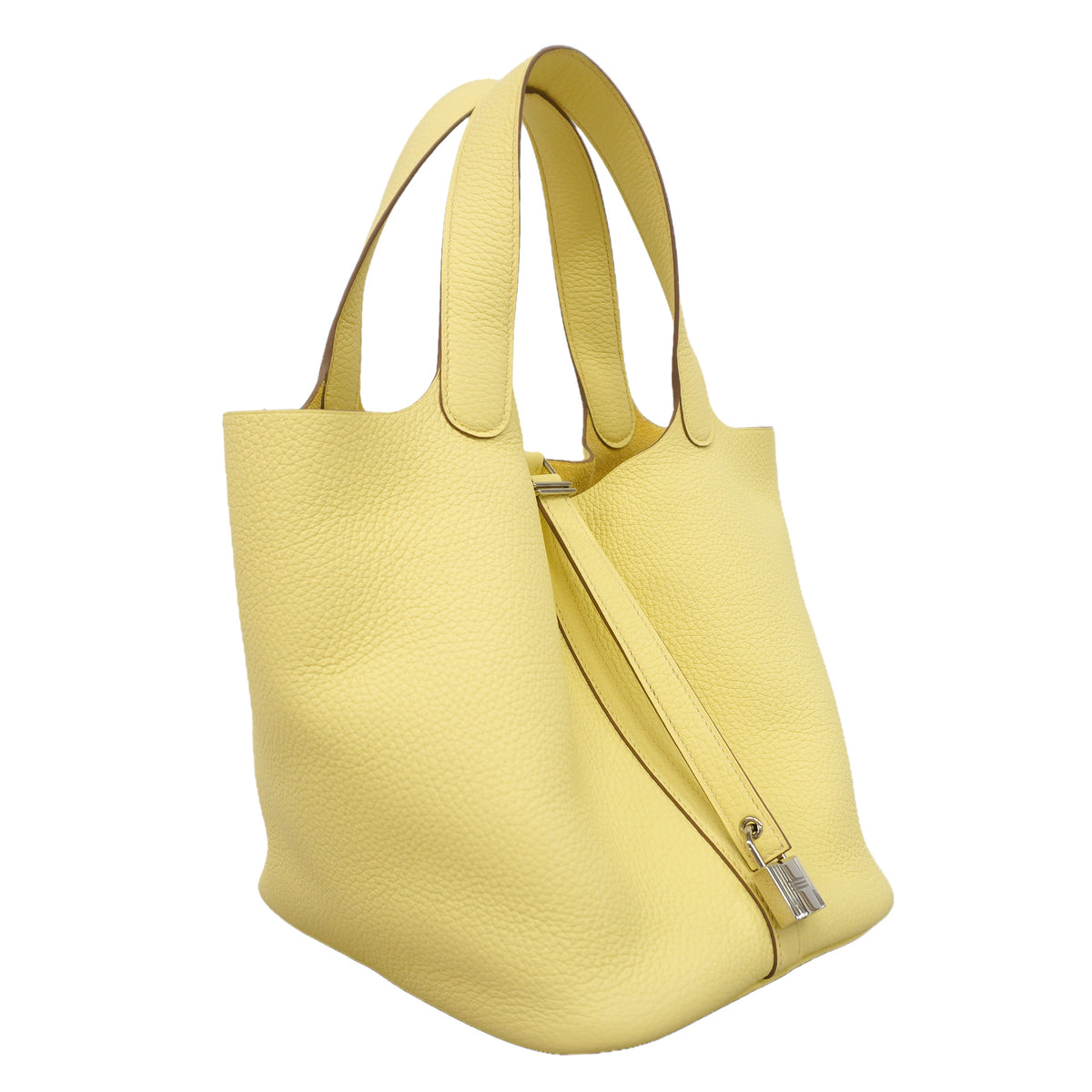 【6kd3348】エルメス ハンドバッグ ピコタンロックMM トリヨンクレマンス ジョーヌミルトン シルバー金具 K刻印【中古】レディース