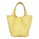 【6kd3348】エルメス ハンドバッグ ピコタンロックMM トリヨンクレマンス ジョーヌミルトン シルバー金具 K刻印【中古】レディース