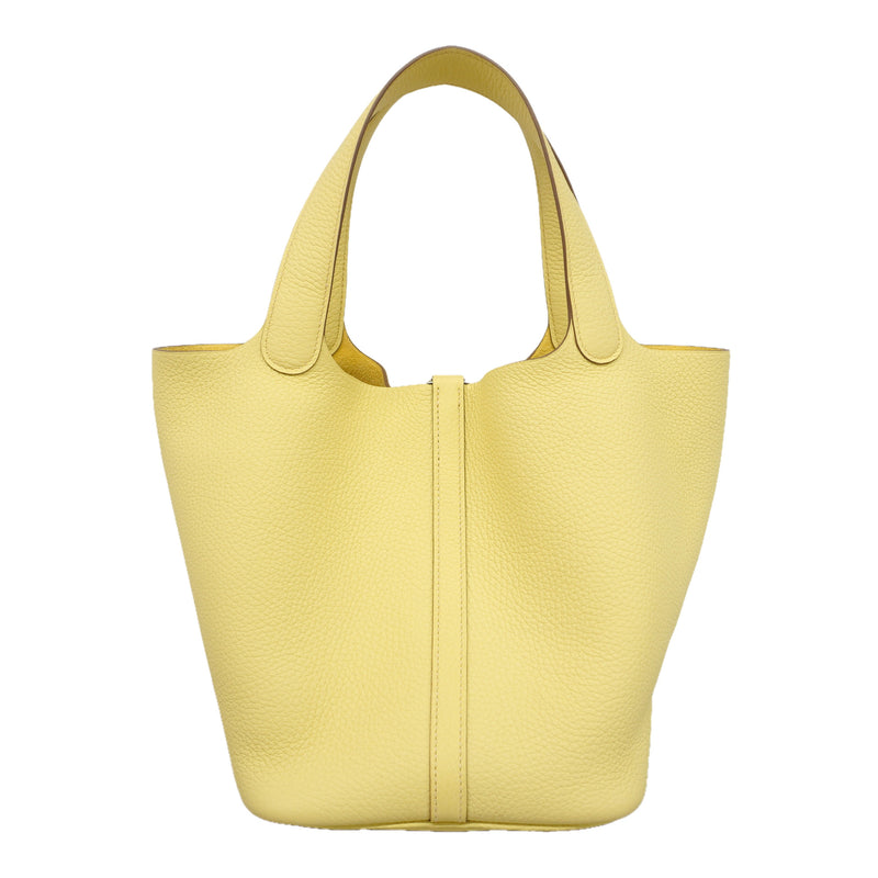 【6kd3348】エルメス ハンドバッグ ピコタンロックMM トリヨンクレマンス ジョーヌミルトン シルバー金具 K刻印【中古】レディース