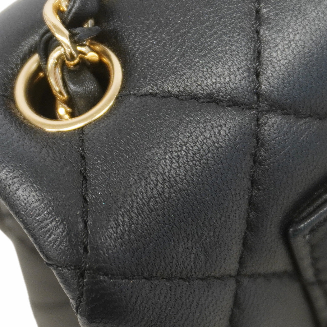 【6kd3350】シャネル ショルダーバッグ ミニマトラッセ チェーンショルダー ラムスキン ブラック シャンパンゴールド金具【中古】レディース