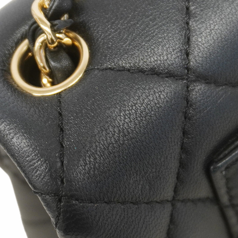 【6kd3350】シャネル ショルダーバッグ ミニマトラッセ チェーンショルダー ラムスキン ブラック シャンパンゴールド金具【中古】レディース