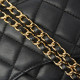 【6kd3350】シャネル ショルダーバッグ ミニマトラッセ チェーンショルダー ラムスキン ブラック シャンパンゴールド金具【中古】レディース