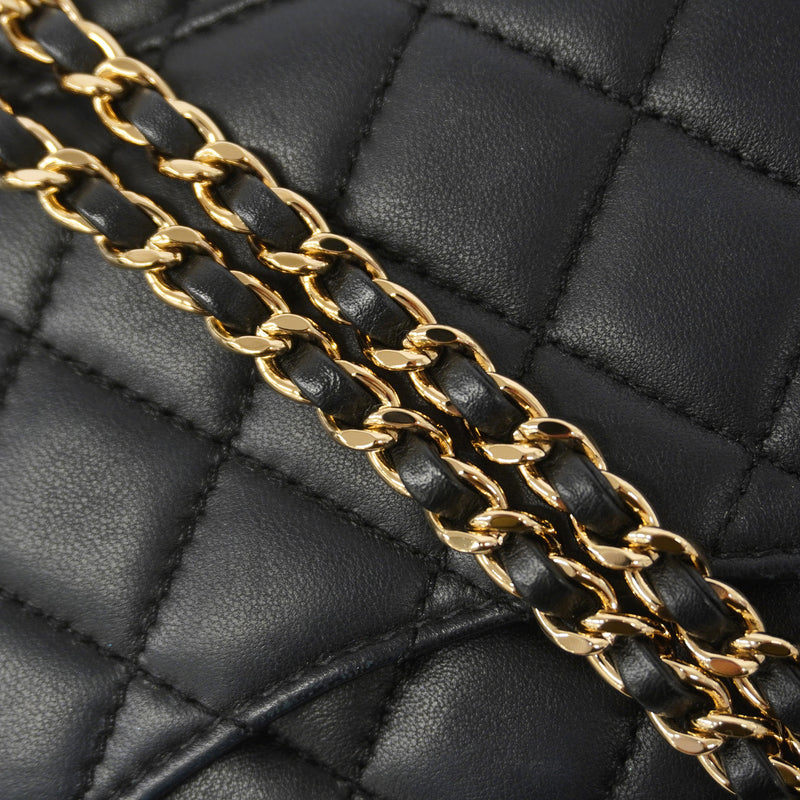 【6kd3350】シャネル ショルダーバッグ ミニマトラッセ チェーンショルダー ラムスキン ブラック シャンパンゴールド金具【中古】レディース