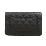 【6kd3351】シャネル ショルダーウォレット マトラッセ チェーンショルダー キャビアスキン ブラック シルバー金具【中古】レディース