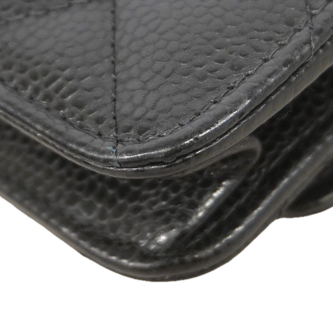 【6kd3351】シャネル ショルダーウォレット マトラッセ チェーンショルダー キャビアスキン ブラック シルバー金具【中古】レディース
