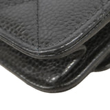 【6kd3351】シャネル ショルダーウォレット マトラッセ チェーンショルダー キャビアスキン ブラック シルバー金具【中古】レディース