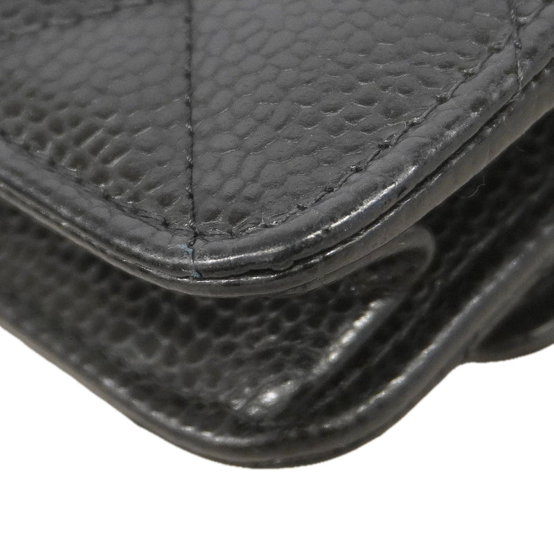 【6kd3351】シャネル ショルダーウォレット マトラッセ チェーンショルダー キャビアスキン ブラック シルバー金具【中古】レディース