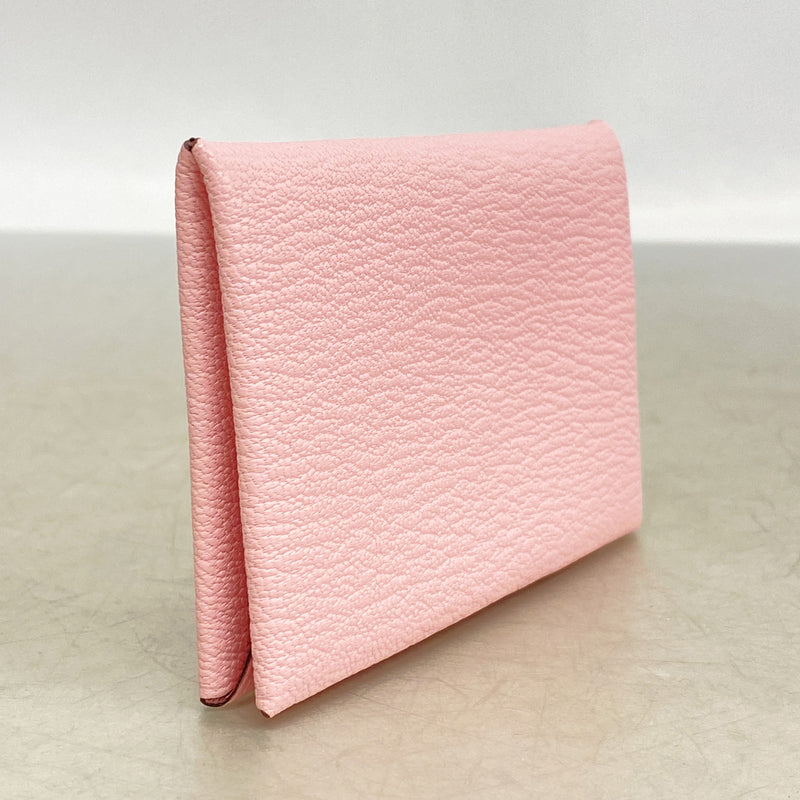 【6kd3352】エルメス カードケース カルヴィ シェブルミゾル ローズサクラ シルバー金具 Y刻印【中古】レディース