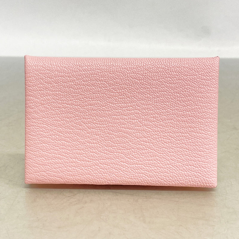 【6kd3352】エルメス カードケース カルヴィ シェブルミゾル ローズサクラ シルバー金具 Y刻印【中古】レディース