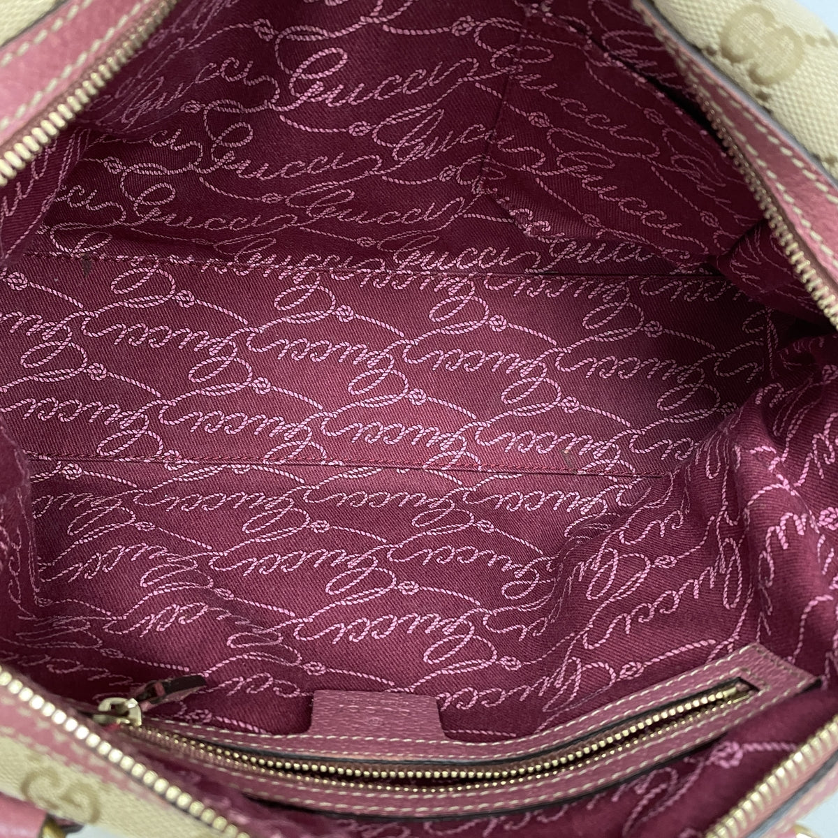 【6kd3361】グッチ ハンドバッグ GGキャンバス 152457 キャンバス ベージュ ピンク シャンパンゴールド金具【中古】レディース