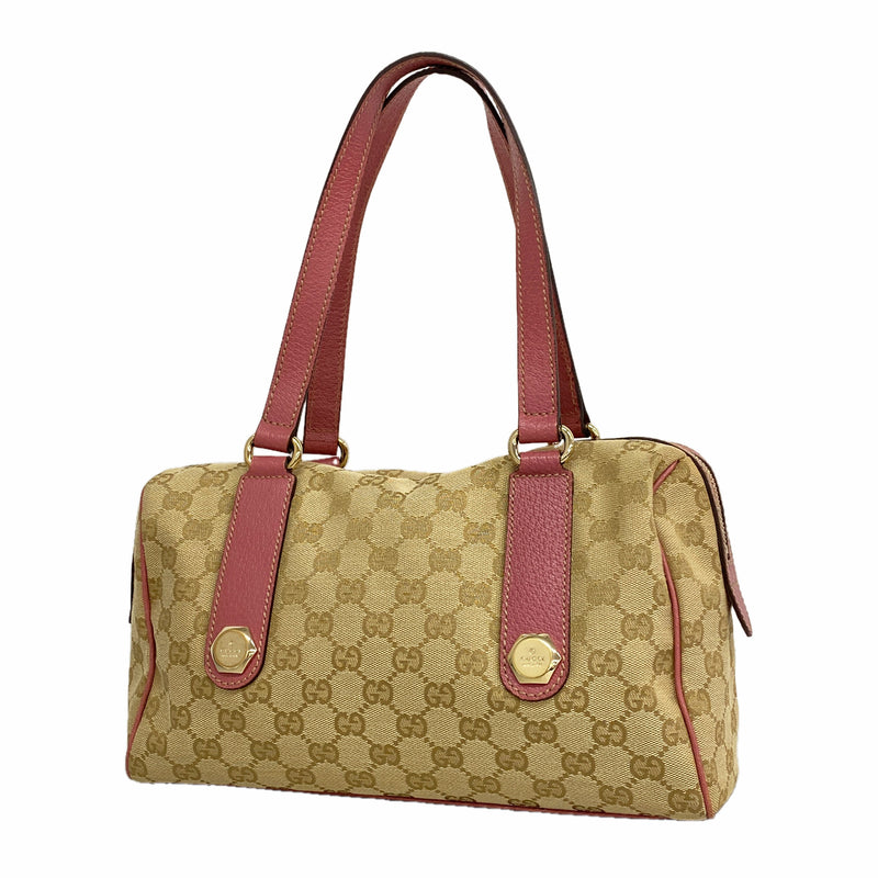 【6kd3361】グッチ ハンドバッグ GGキャンバス 152457 キャンバス ベージュ ピンク シャンパンゴールド金具【中古】レディース