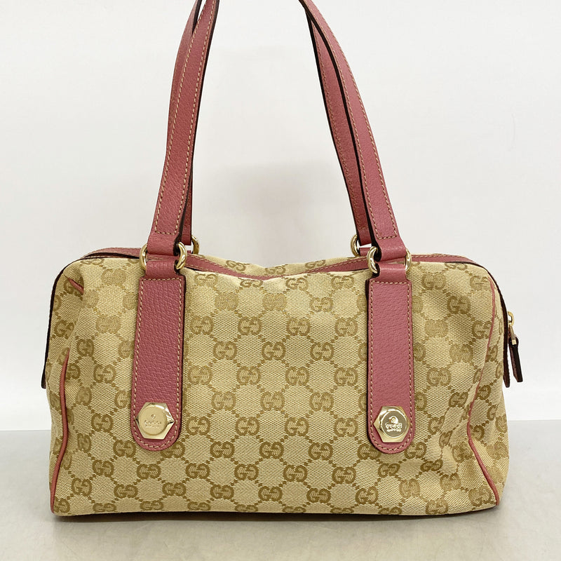 【6kd3361】グッチ ハンドバッグ GGキャンバス 152457 キャンバス ベージュ ピンク シャンパンゴールド金具【中古】レディース