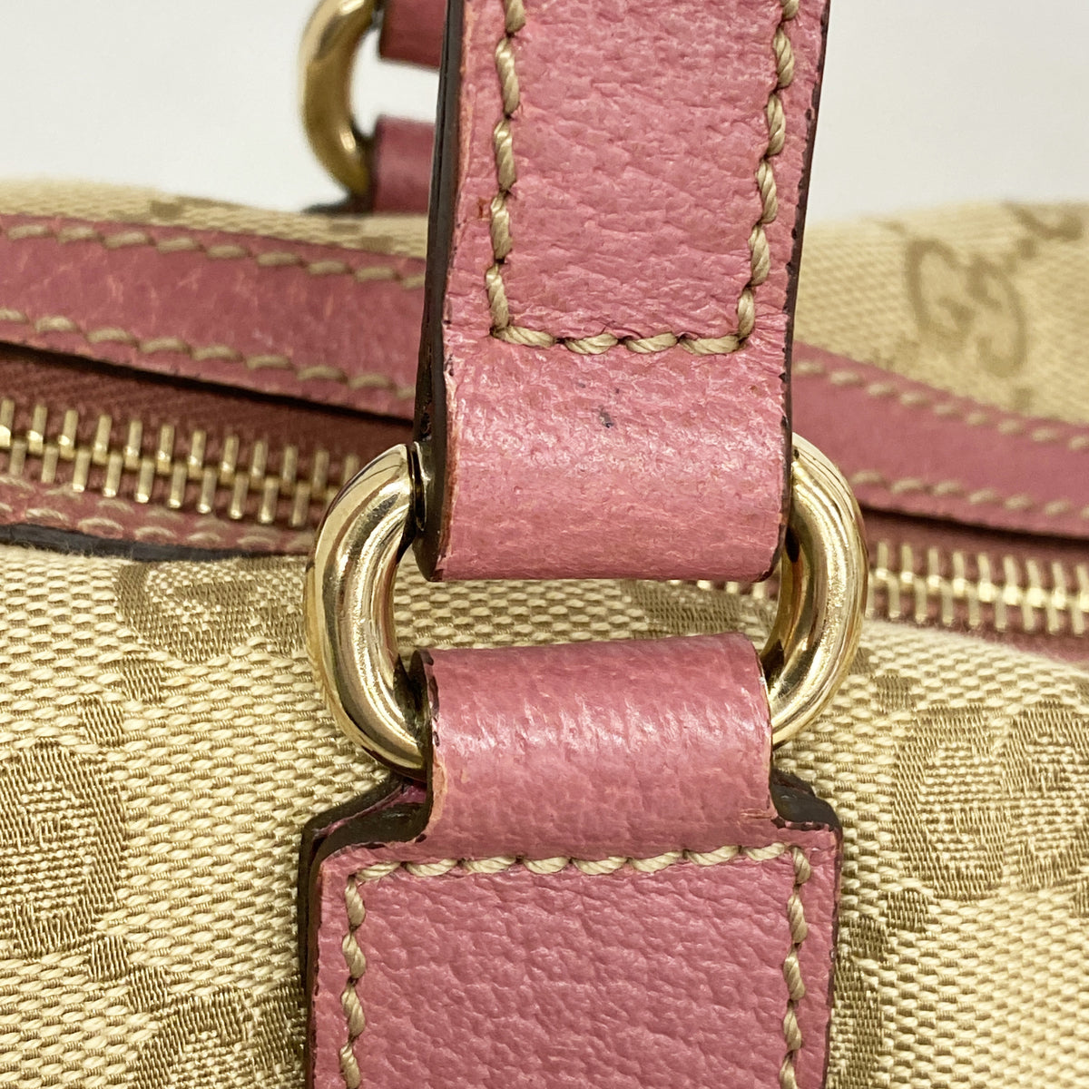 【6kd3361】グッチ ハンドバッグ GGキャンバス 152457 キャンバス ベージュ ピンク シャンパンゴールド金具【中古】レディース