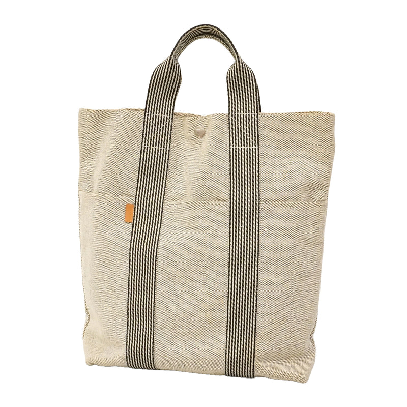 【6kd3364】エルメス トートバッグ ニューフールトゥカバス トワルアッシュ ブラック シルバー金具【中古】レディース