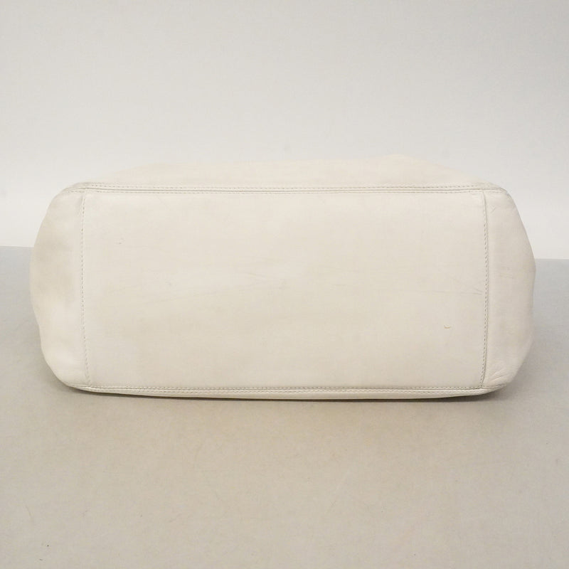 【6kd3365】シャネル トートバッグ レザー ホワイト ゴールド金具【中古】レディース