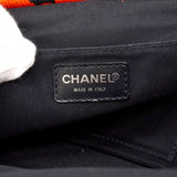 【6kd3366】シャネル ハンドバッグ キャンバス オレンジ ネイビー シルバー金具【中古】レディース