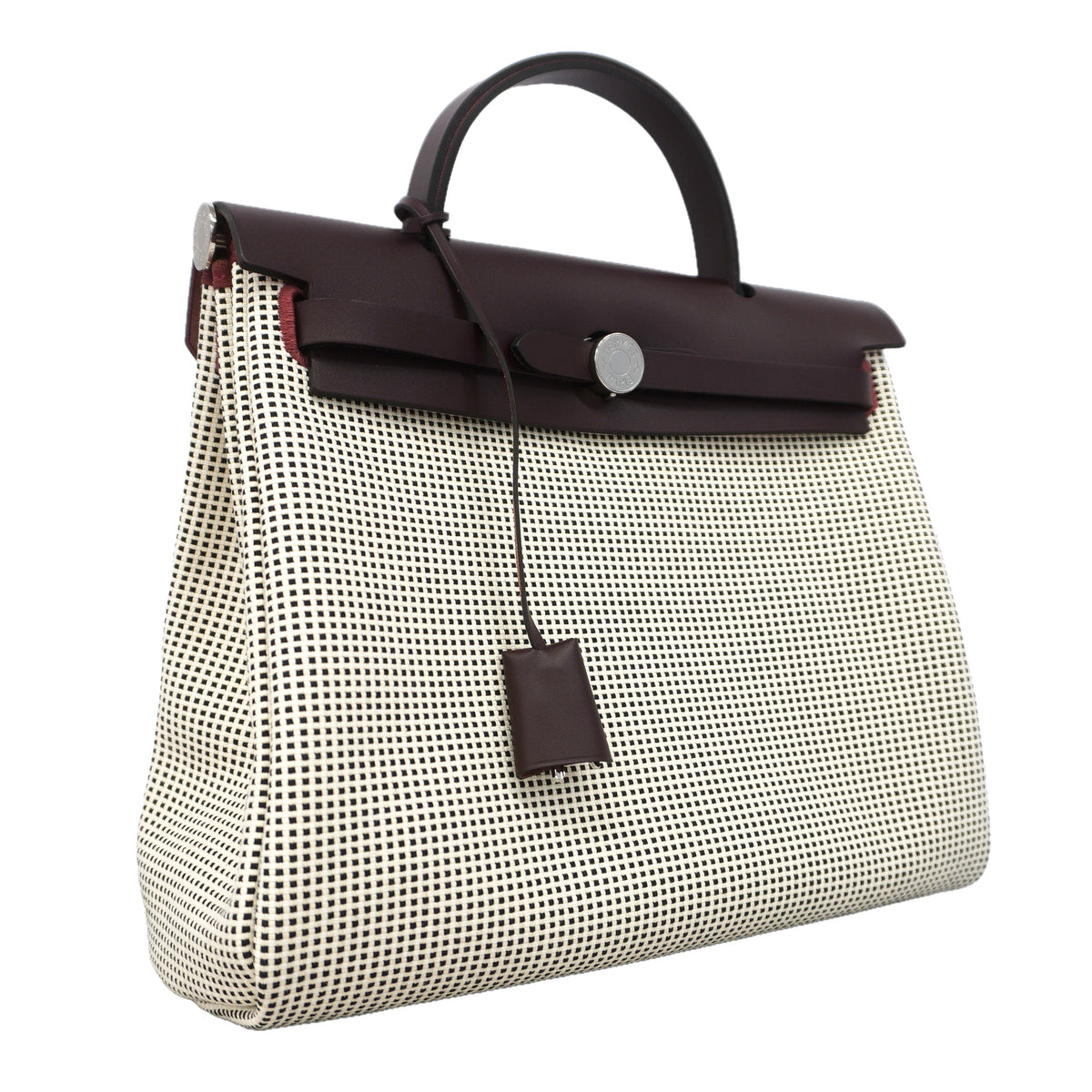 【6kd3374】エルメス ハンドバッグ エールバッグジップPM トワルキャドリーユ ルージュセリエ シルバー金具 W刻印 2wayバッグ【中古】レディース