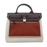 【6kd3374】エルメス ハンドバッグ エールバッグジップPM トワルキャドリーユ ルージュセリエ シルバー金具 W刻印 2wayバッグ【中古】レディース