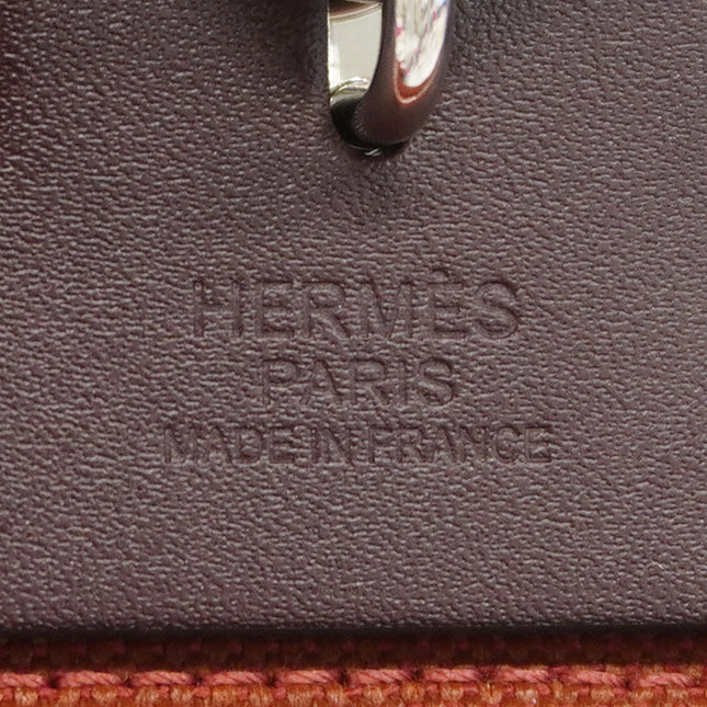 【6kd3374】エルメス ハンドバッグ エールバッグジップPM トワルキャドリーユ ルージュセリエ シルバー金具 W刻印 2wayバッグ【中古】レディース
