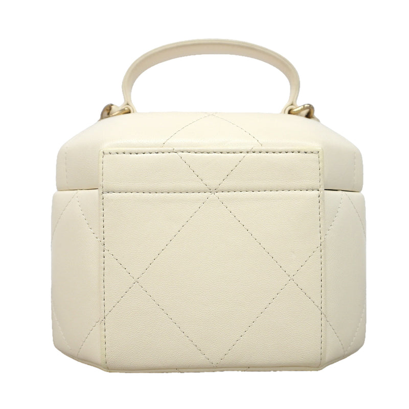【6kd3376】シャネル バニティバッグ マトラッセ チェーンショルダー ラムスキン アイボリー シャンパンゴールド金具 2wayバッグ【中古】レディース