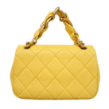 【6kd3377】シャネル ハンドバッグ ミニマトラッセ チェーンショルダー ラムスキン イエロー シャンパンゴールド金具 2wayバッグ【中古】レディース