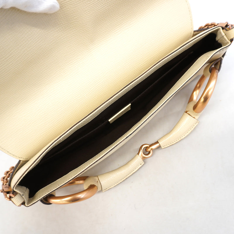 【6kd3379】グッチ ショルダーバッグ ホースビット 120134 レザー アイボリー ピンクゴールド金具【中古】レディース