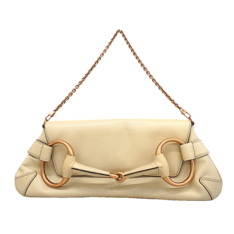 【6kd3379】グッチ ショルダーバッグ ホースビット 120134 レザー アイボリー ピンクゴールド金具【中古】レディース