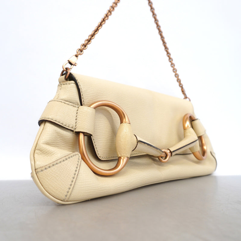 【6kd3379】グッチ ショルダーバッグ ホースビット 120134 レザー アイボリー ピンクゴールド金具【中古】レディース