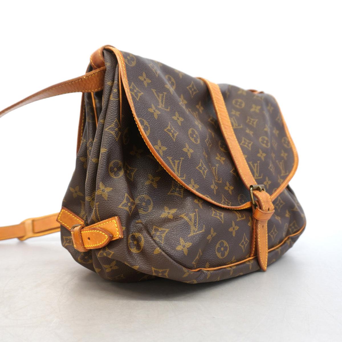 【6kd3380】ルイヴィトン ショルダーバッグ モノグラム ソミュール35 M42254 ブラウン【中古】レディース